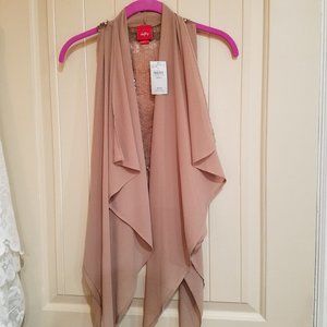 INCREDIBLE BEAD DETAILING! GORGEOUS SLINKY BEJEWELED Chiffon VEST by DayTrip NWT